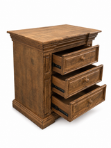 Traditional Rustic Natural Wood 6 Piece Bedroom Set with Panel Bed, Dresser, Mirror & Nightstand
