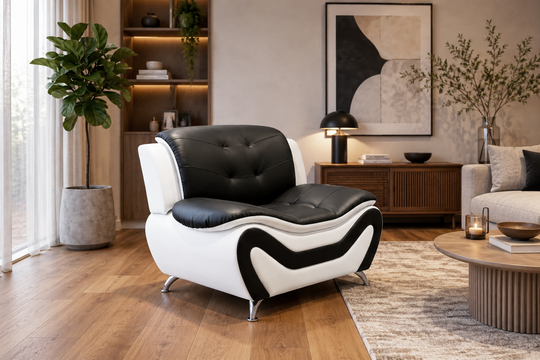 Black & White Wave Design Accent Chair