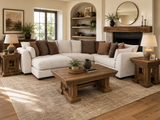 Rustic Brown Farmhouse 3-Piece Coffee Table Set with Pedestal Design
