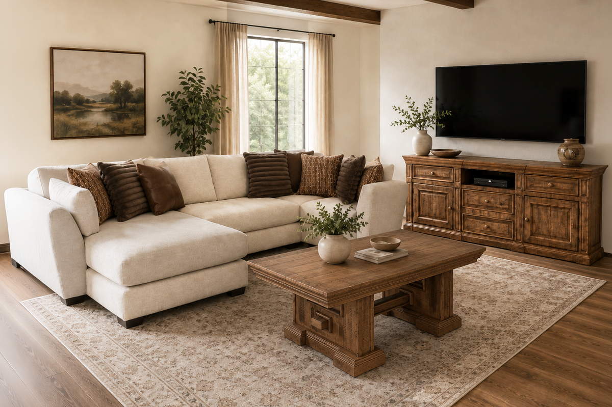 Rustic Brown Farmhouse 80 Inch TV Stand with Storage Console Design