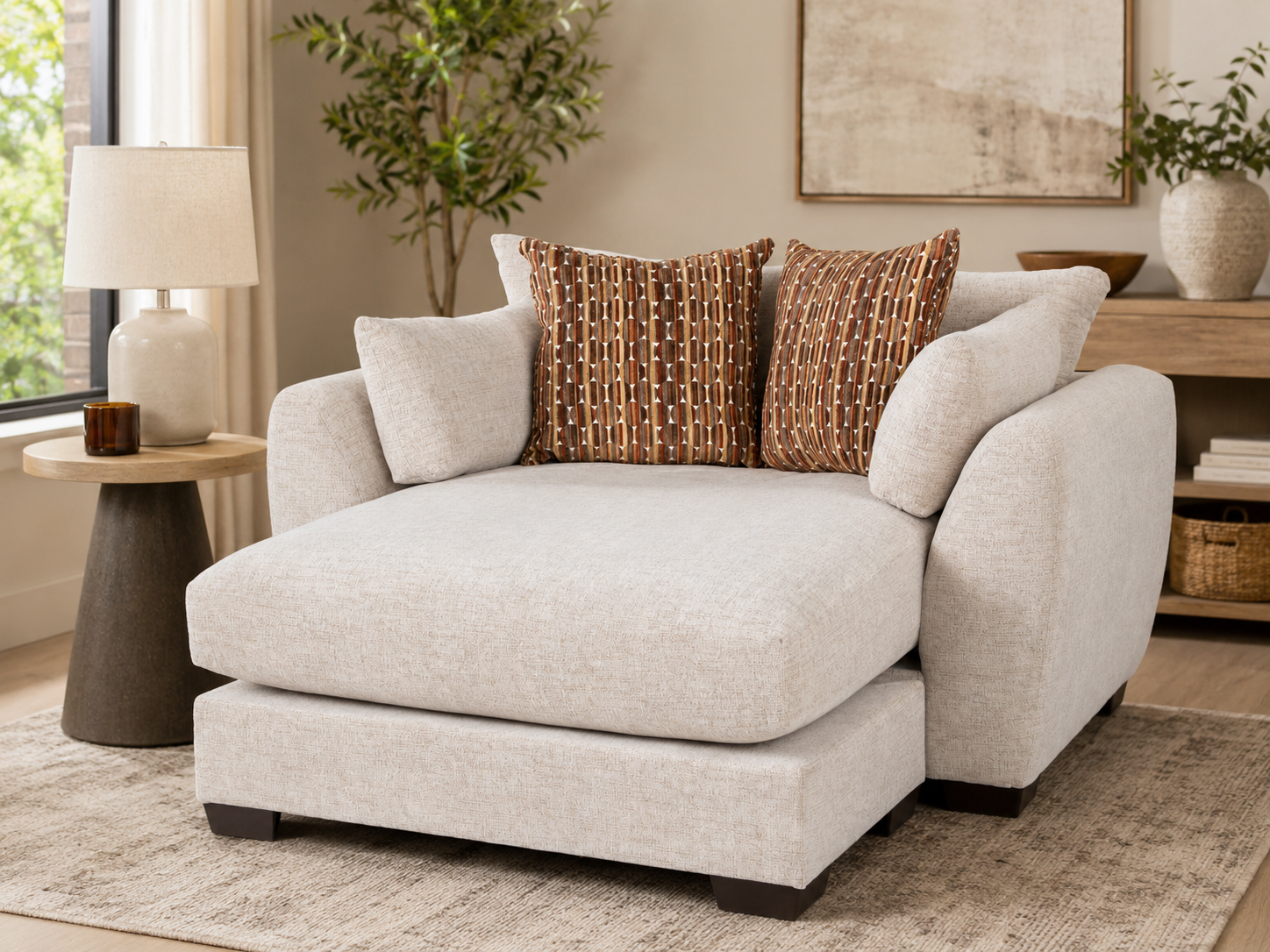Beige Contemporary Upholstered Chaise