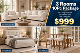 Modern Cream, Gray & Brown 10-Piece 3-Room Furniture Package