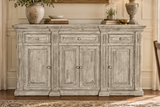 80-Inch Distressed Whitewash Sideboard Buffet with 3 Drawers and 4 Doors