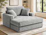 Light Gray Textured Chenille Oversized Lounge Chair