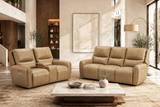 Brown Top‑Grain Leather 2‑Piece Dual‑Power Reclining Sofa & Loveseat Set
