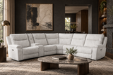 Cloud Ash Grey 6-Piece Fabric Power Reclining Sectional with Console