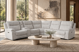 Cloud Ash Grey 6-Piece Fabric Power Reclining Sectional with Console