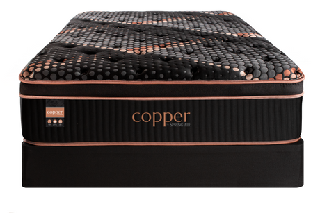 Black mattress with 'Copper' branding on a white background