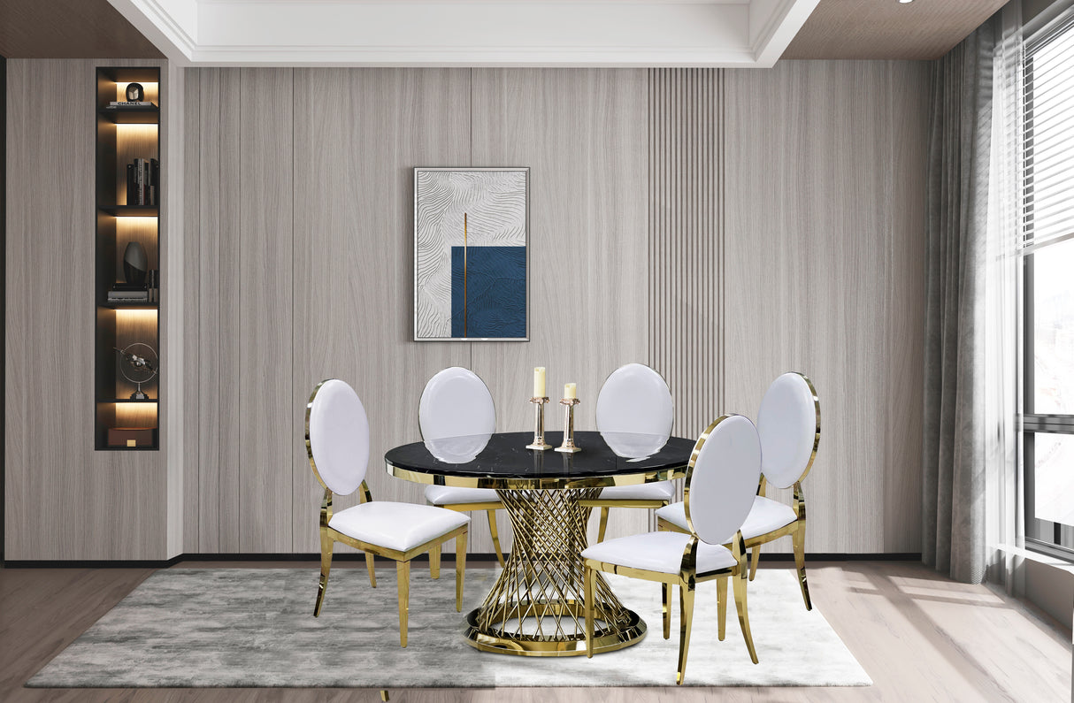 6 PIECE ROUND DINING ROOM SET by Mollai Collections | Bel Furniture
