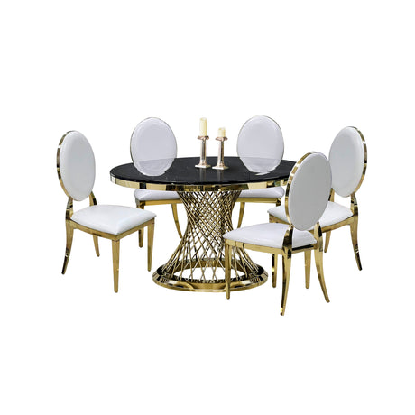 6 PIECE ROUND DINING ROOM SET by Mollai Collections | Bel Furniture