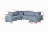 Gray Coduroy 4-Piece Sectional Sofa with Right Chaise