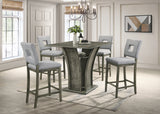 Antique Grey 5-Piece Counter Height Pub Dining Set with Upholstered Stools