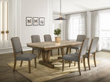 Transitional Golden Flower Marble Top 7-Piece Dining Set in Antique Dark Oak