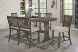 Contemporary Light Oak 6-Piece Counter Height Dining Set with Upholstered Chairs & Bench