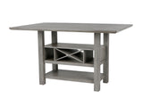 Gray Wood 7-Piece Counter Height Dining Set with Built-In Wine Rack & Storage Shelf
