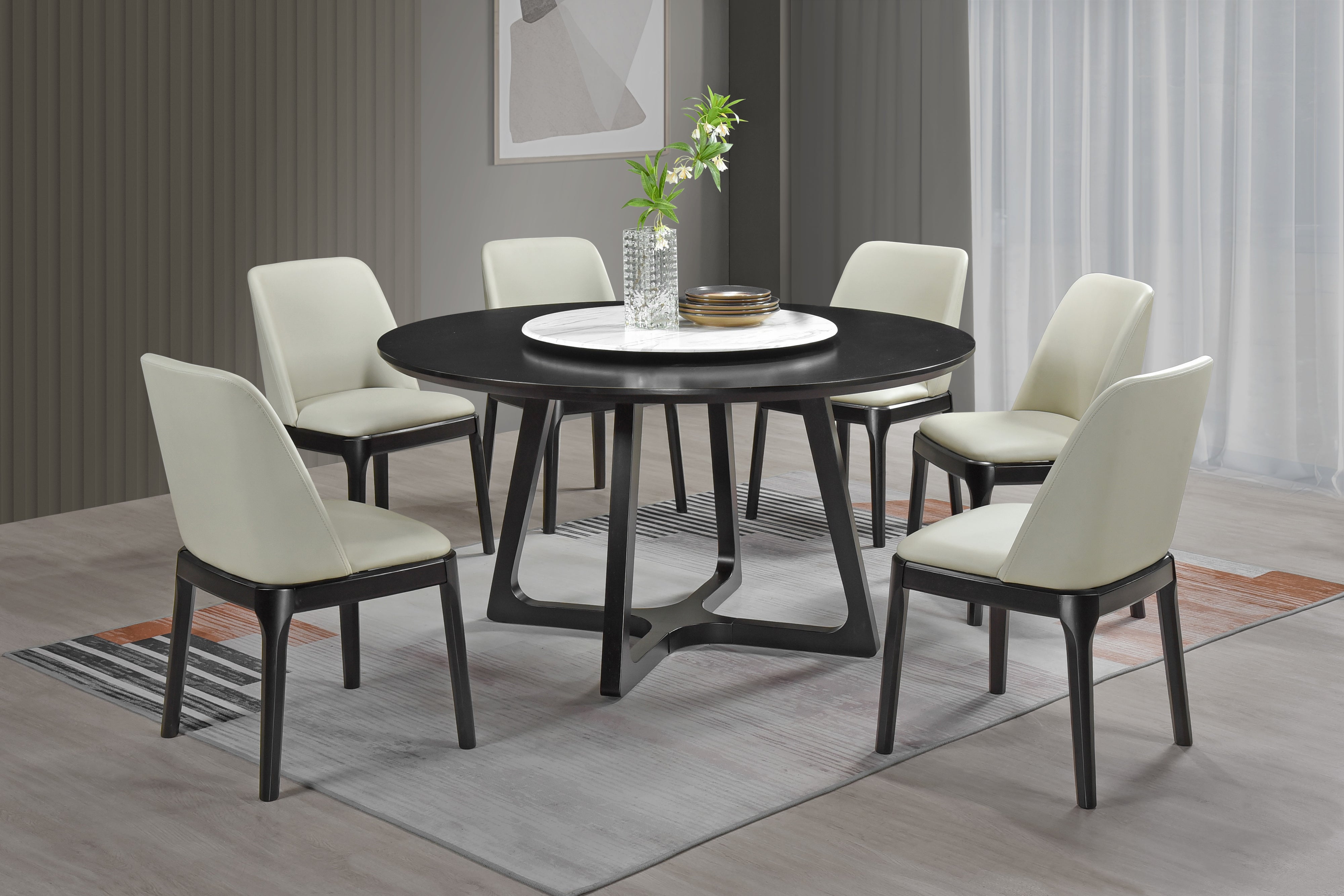 8-Piece Dining Room Set with Lazy Susan