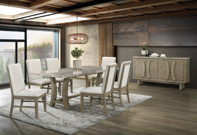 7 Piece Dining Room Set with real marble top by Mollai Collections | Bel Furniture