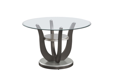 5 Piece Dining Room Set with Round Glass Tabletop by Mollai Collections | Bel Furniture
