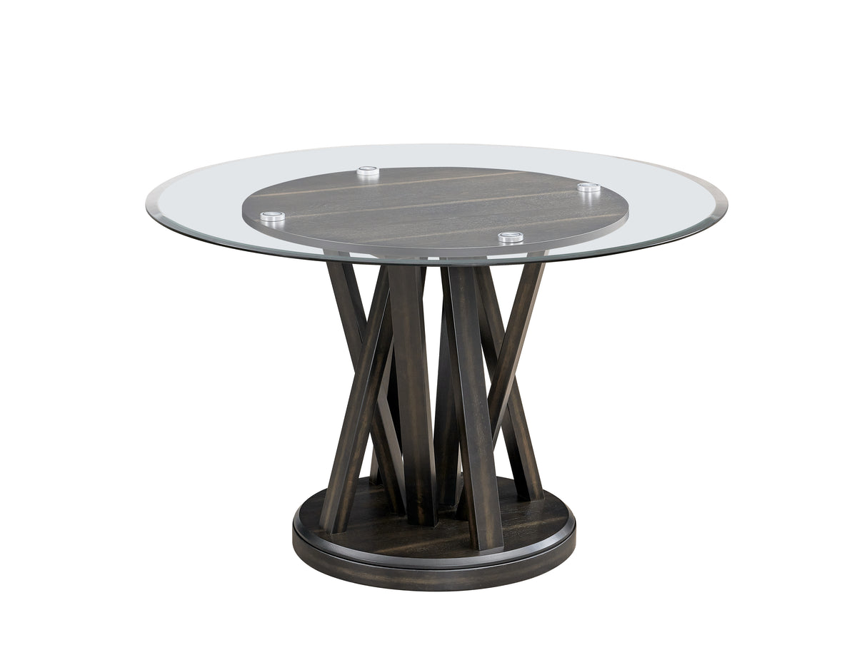 5 Piece Round Glass Dining Table by Mollai Collections | Bel Furniture