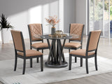 5 Piece Round Glass Dining Table by Mollai Collections | Bel Furniture