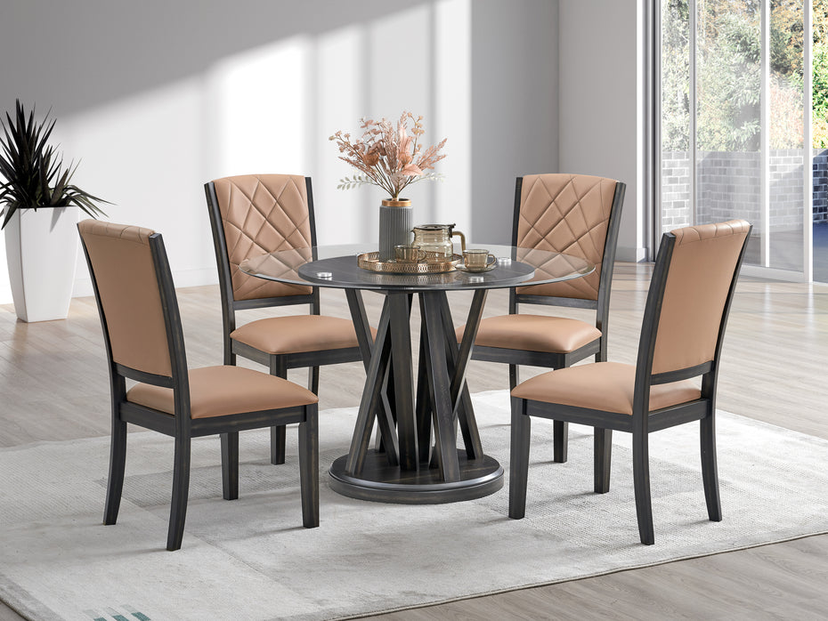 5 Piece Round Glass Dining Table