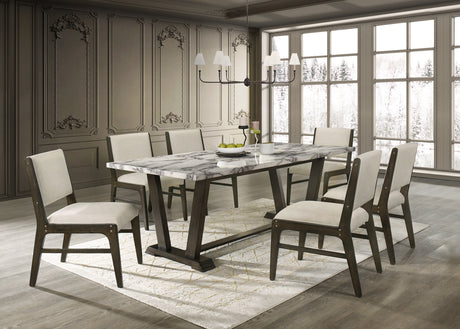 7 Piece Faux Marble Dining Table Set by Mollai Collections | Bel Furniture