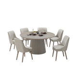 Modern Sunbleached 7-Piece 59-Inch Round Fluted Pedestal Dining Set