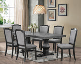 7-Pc Concrete-Look & Black Dining Set with Upholstered Chairs