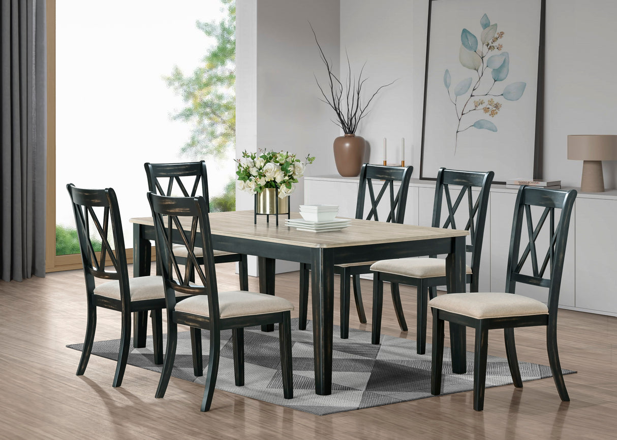 Camden Two-Tone 7-Piece Dining Set with X-Back Upholstered Chairs