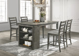 Harborview Antique Gray Counter Height 5-Piece Dining Set with Storage Table