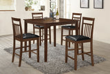 Espresso Brown 5-Piece Counter Height Dining Set with Square Table & Black Faux Leather Seats
