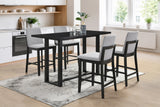Brookside Modern Walnut & Gray Counter Height 5-Piece Dining Set