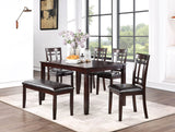 Transitional 6-Piece Dining Room Set with Bench & Upholstered Chairs (Espresso)