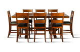 Cherry Brown Rustic 9-Piece Counter Height Dining Set with Extension Table