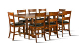 Cherry Brown Rustic 9-Piece Counter Height Dining Set with Extension Table