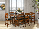 Cherry Brown Rustic 9-Piece Counter Height Dining Set with Extension Table