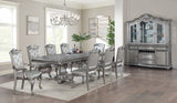 Grey Glam 9-Piece Double Pedestal Dining Set with Tufted Chairs