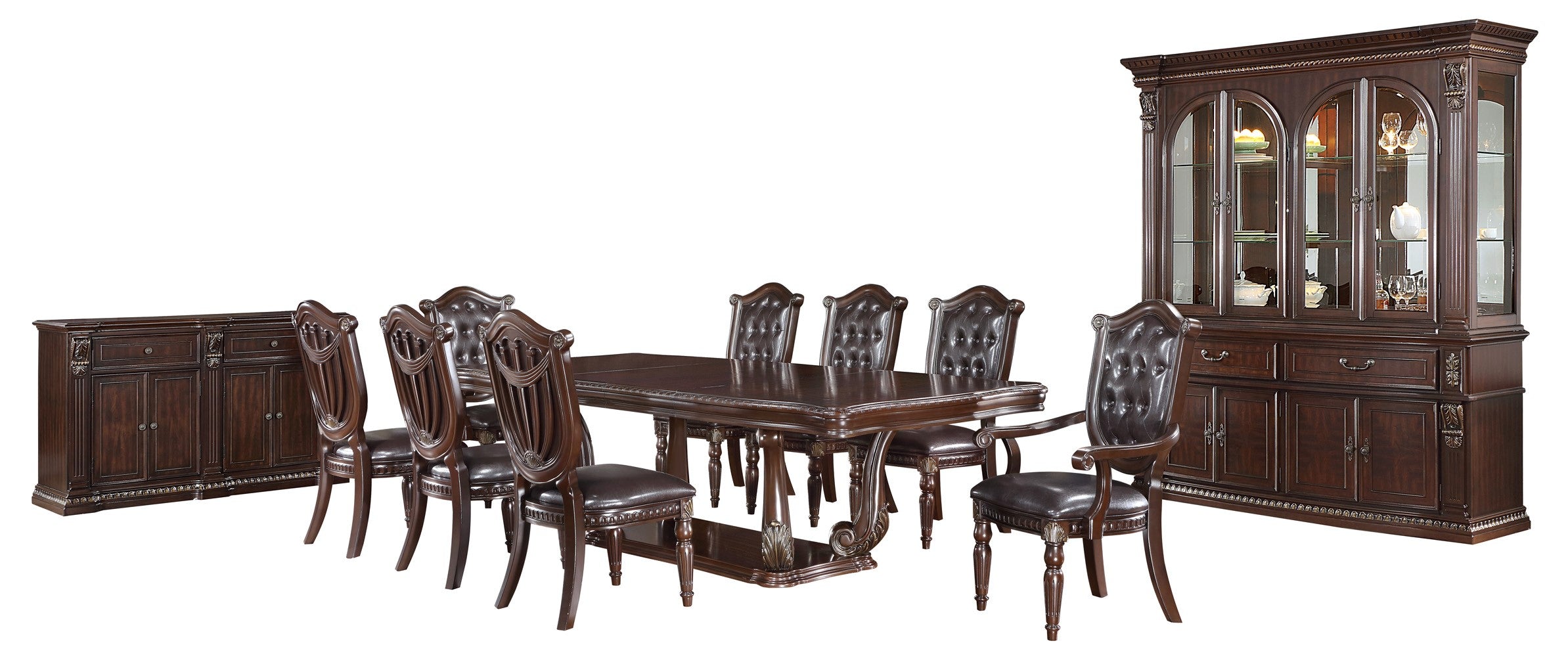 Grand-Cherry 9 Piece Dining Room Set