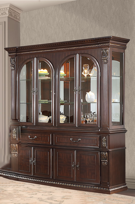 Grand-Cherry Hutch & Buffet/ China Cabinet by Mollai Collections | Bel Furniture