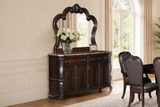 Traditional Cherry Marble-Top Sideboard with Ornate Mirror