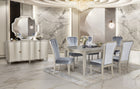 7-Piece Glam Dining Set in Champagne Silver (Table + 6 Chairs)
