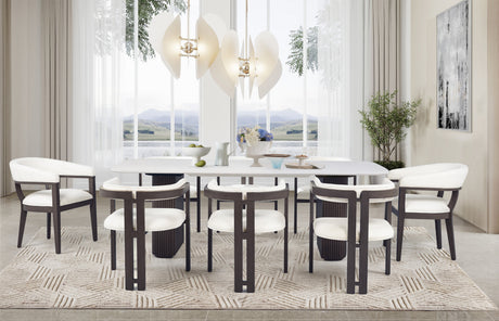 9-Piece Modern Dining Set with Marble Table Top by Mollai Collections | Bel Furniture