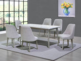Modern 7-Piece Dining Set – White Waterproof Marble-Look Top