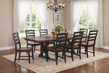 9-Piece Rustic Farmhouse Brown & Black Wood Dining Set with X-Trestle Table & Ladder-Back Chairs