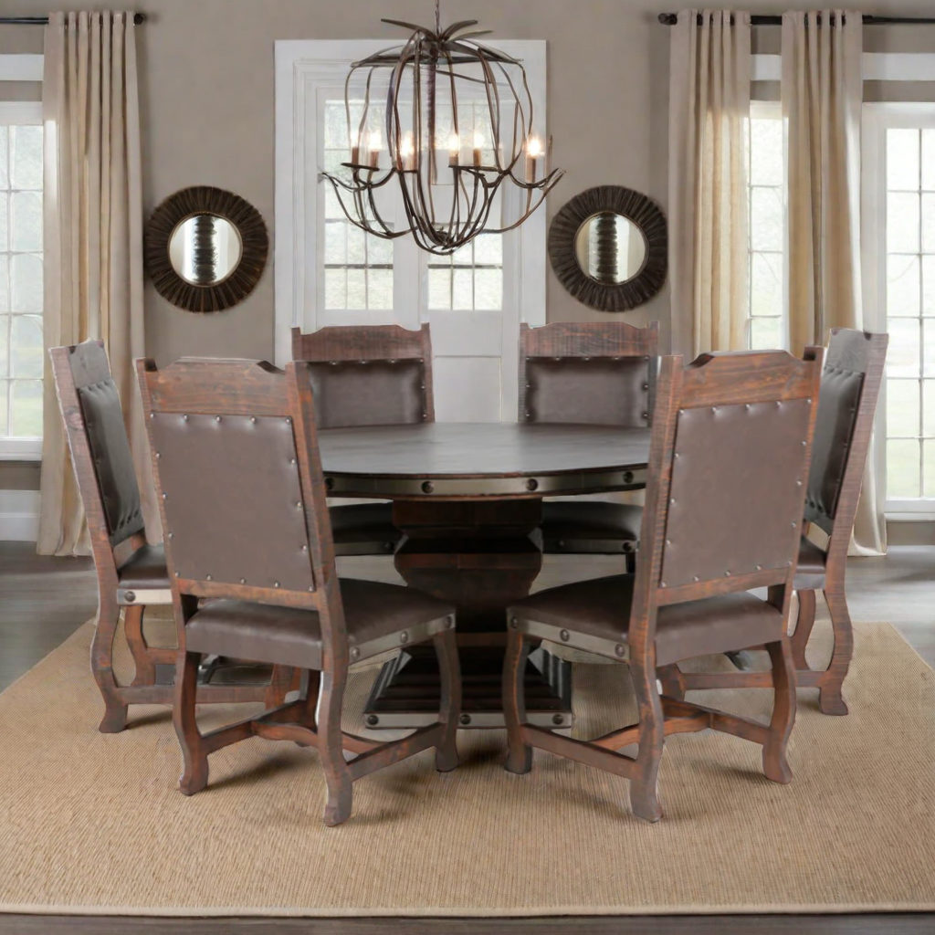 HACIENDA 7 PIECE ROUND DINING ROOM SET by Mollai Collections | Bel Furniture