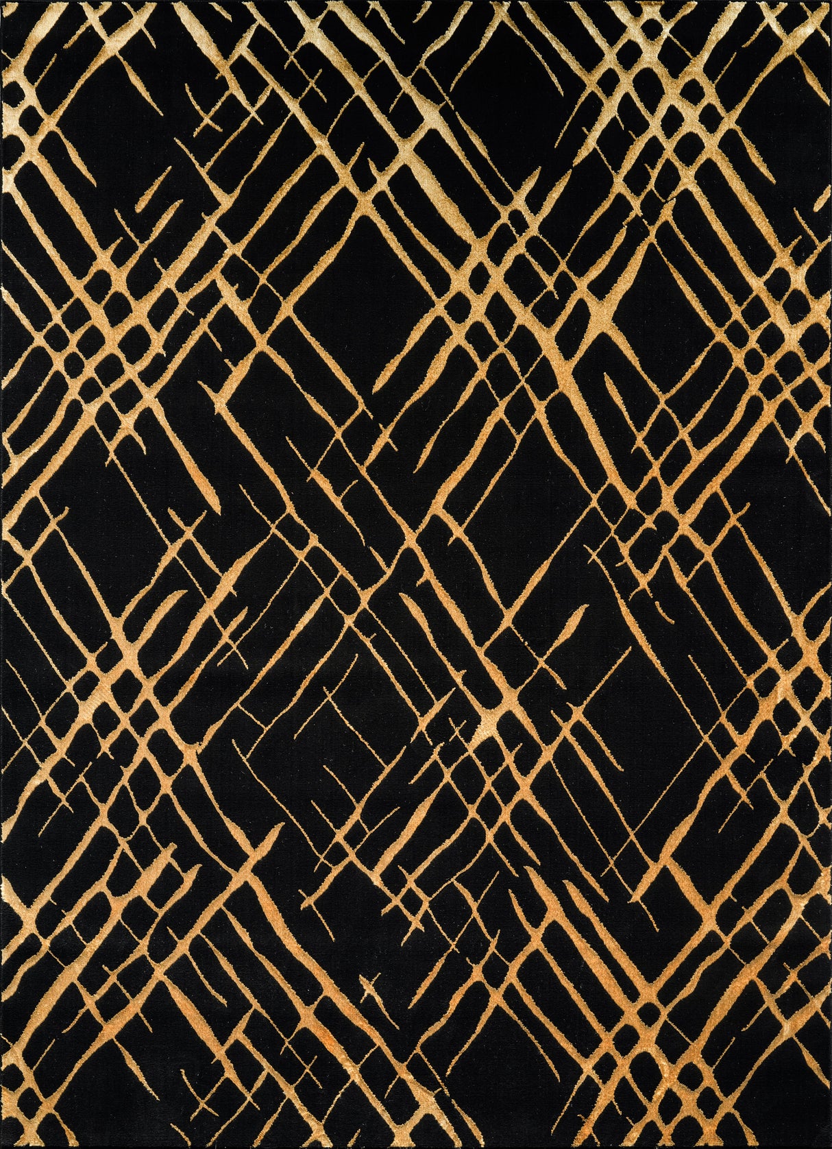 .Scarlett Black & Gold Abstract Area Rug – 6'6" x 9'0"