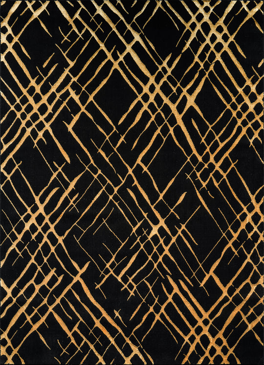 .Scarlett Black & Gold Abstract Area Rug – 6'6" x 9'0"