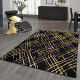 .Scarlett Black & Gold Abstract Area Rug – 6'6" x 9'0"