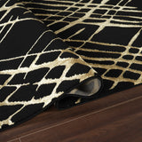 .Scarlett Black & Gold Abstract Area Rug – 6'6" x 9'0"
