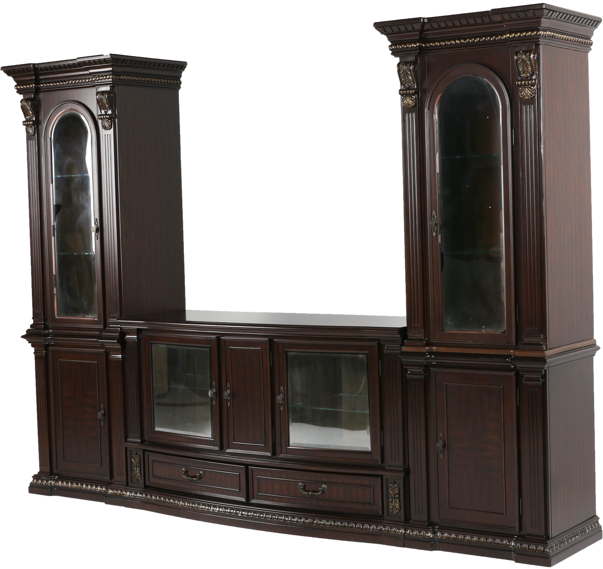 Grand-Cherry 5 Piece Entertainment Center by Mollai Collections | Bel Furniture